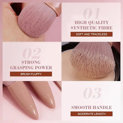 5-Piece Mini Makeup Brush Set With Mirror, Soft Bristles, Precise Makeup, Easy To Create A Perfect Makeup,Suitable As A Gift Good Vibrations