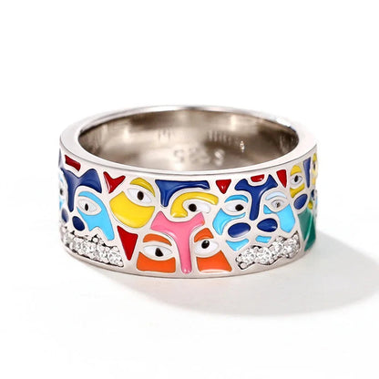 2026 Aesthetic Enamel Flower Finger Ring for Women Wedding Party New 2026  Silver Color Luxury Cubic Zirconia Jewelry Gift Good Vibrations