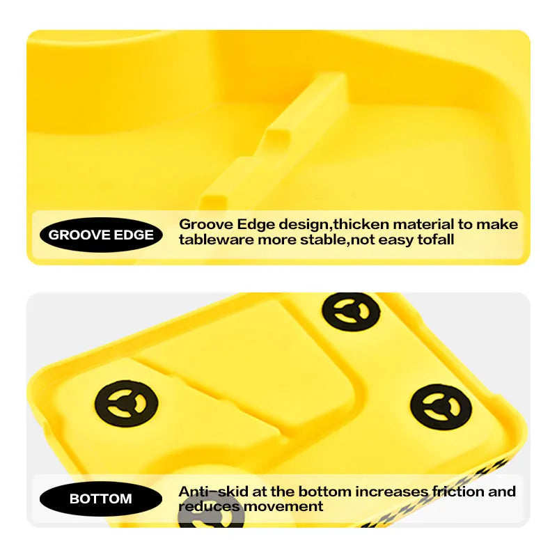 Children's Feeding Dish Set of Dishes for Baby Stuff Suction Cup Plate Aesthetic Tableware for Kids Plates Utensils Dinner Kit Good Vibrations