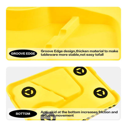 Children's Feeding Dish Set of Dishes for Baby Stuff Suction Cup Plate Aesthetic Tableware for Kids Plates Utensils Dinner Kit Good Vibrations