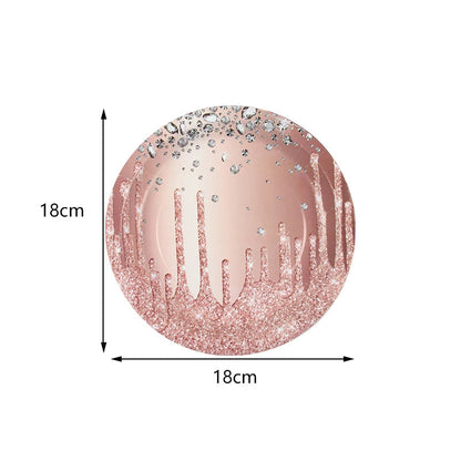 Diamond Glitter Paper Plate Napkins Rose Gold Disposable Tableware Rose Gold Wedding Birthday Party Supplies Women Party Decor Good Vibrations