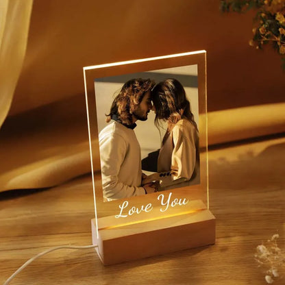 Custom Photo Wedding Acrylic Plaque LED Light Anniversary Gifts With LED Light Newly Engagement Frame Gift Personalized Photo Good Vibrations