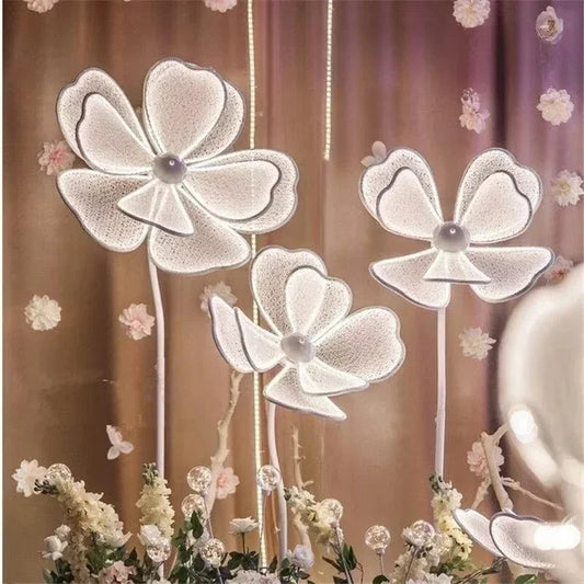 Wedding decoration luminous lantern LED white lace flower decoration wedding road guide Christmas party event stage decorations Good Vibrations