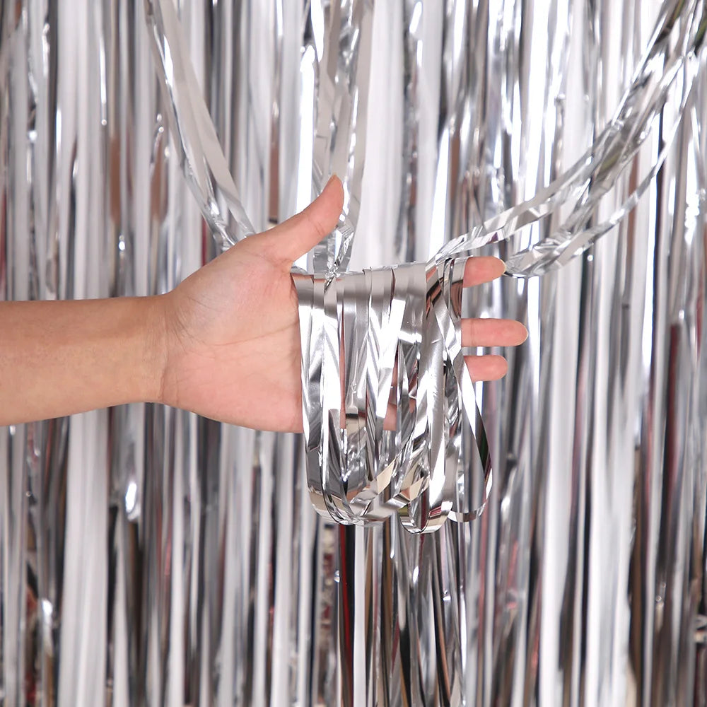 2/3/4M Party Background Wedding Decor Foil Fringe Curtain Sequin Bachelorette Photo Backdrop Wall Curtain Birthday Baby Shower Good Vibrations