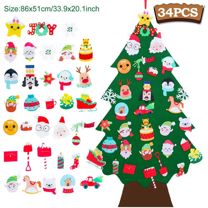 Kids DIY Felt Christmas Tree Merry Christmas Decorations For Home 2025 Christmas Ornaments Navidad 2026 New Year Gifts Xmas Tree Good Vibrations