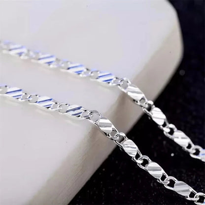 Fashion 18K Gold Necklace 2MM 16/18/20/22/24/26/28/30 Inch Side Chain Necklace For Women Men Jewelry 925 Silver Necklace Good Vibrations