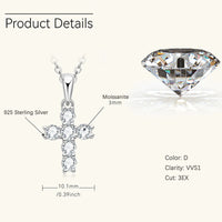 Cross Necklace Pendant Moissanite Diamond 925 Silver Woman Accessories Friendship Gift Catholic Christian Fine Jewelry Good Vibrations