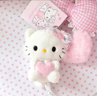 Hello Kitty Hugging Heart Keychain Cute Cartoon Bag Charm Purse Accessory Kawaii Gift for Girls Women Fashion Decoration Good Vibrations