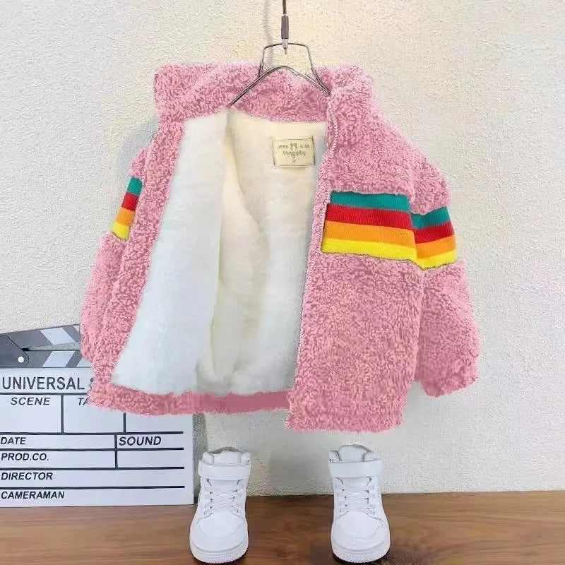 Children's Jacket Autumn and Winter Warm Coat 2023 New Boys and Girls' Plush Thickened Cardigan Jacket Good Vibrations