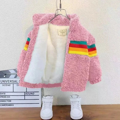 Children's Jacket Autumn and Winter Warm Coat 2023 New Boys and Girls' Plush Thickened Cardigan Jacket Good Vibrations