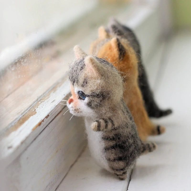 Cute and Interesting handmade toys DIY wool felt cat kits unfinished plush doll poking music toy gift Non-finished product Good Vibrations