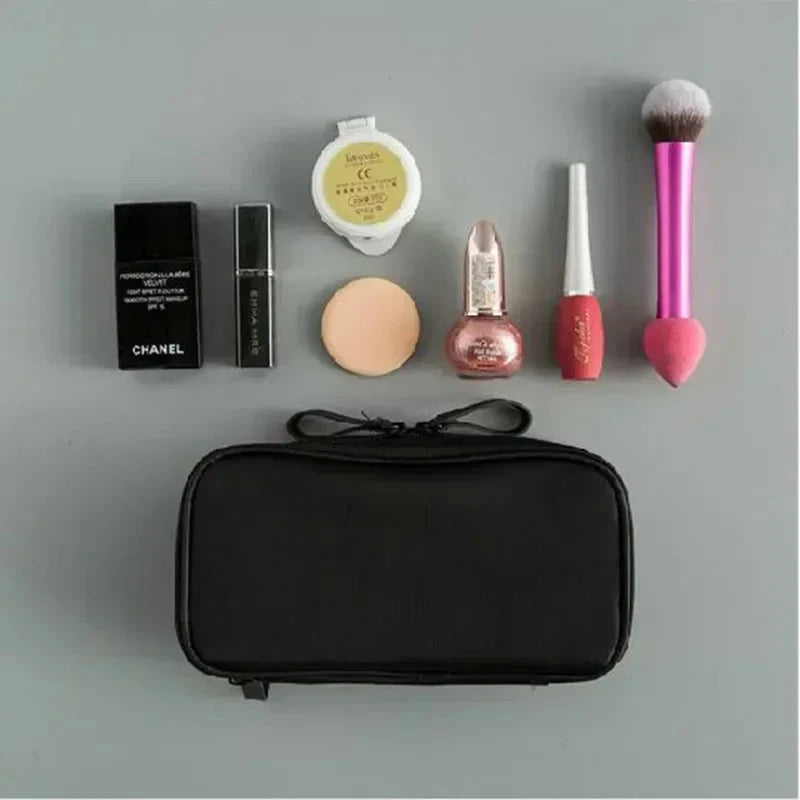 Black Mini Make Up Bag for Female Designer Travel Nylon Storage Bag for Girl Fashion Daily Doule Zipper Small Cosmetic Bags Good Vibrations