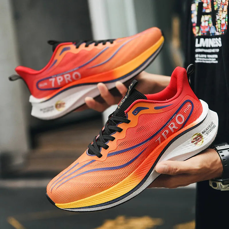 Summer Men's Running Shoes New Professional Carbon Plate Sports Training Shoes Outdoor Non-slip Shock-absorbing Tennis Shoes Good Vibrations