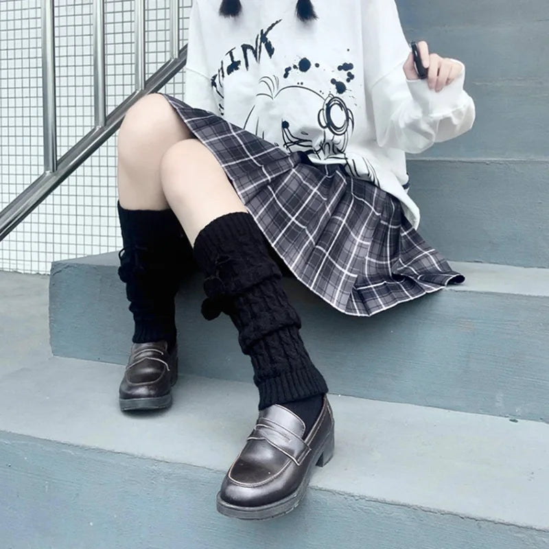 2018 New Fashion Casual Women Warm Winter Knitted Leg Warmers Knitted Socks Crochet Long Boots Socks with Hairball Good Vibrations