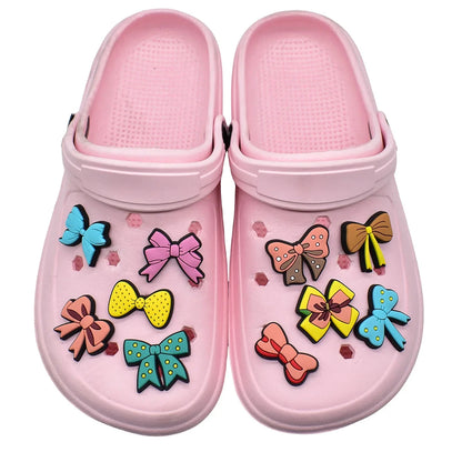 Cute Bow Shoe Charms for Crocs Accessories Decorations Shoe Clog Pin Kids Adults Party Favor Gifts Good Vibrations