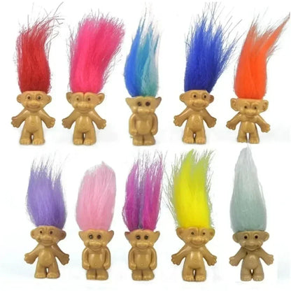 10Pcs/Bag Mini Trolls Dolls Anime Action Figure Colorful Hair Family Members Model Collection Kids Toys for Children's Gift 2025 Good Vibrations