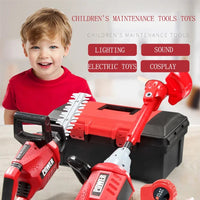 Children Electric Toolbox Pretend Play Toys Baby Simulation Tools Repair Lawn Mower Saw Hair Dryer Toy Maintenance Tool for kid Good Vibrations