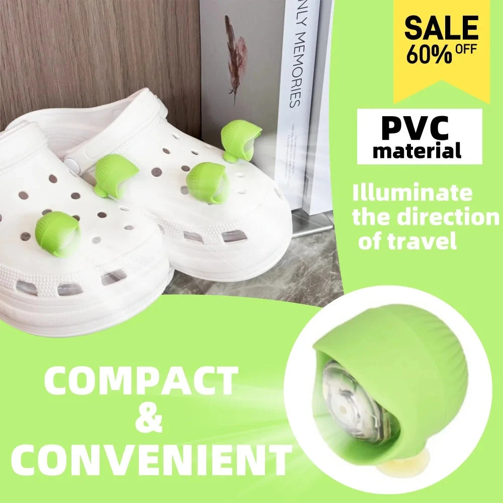 2PCS Outdoor Camping Crocs Headlight Upgrade Rechargeable Adult Children's Shoes Charm Decoration Good Vibrations
