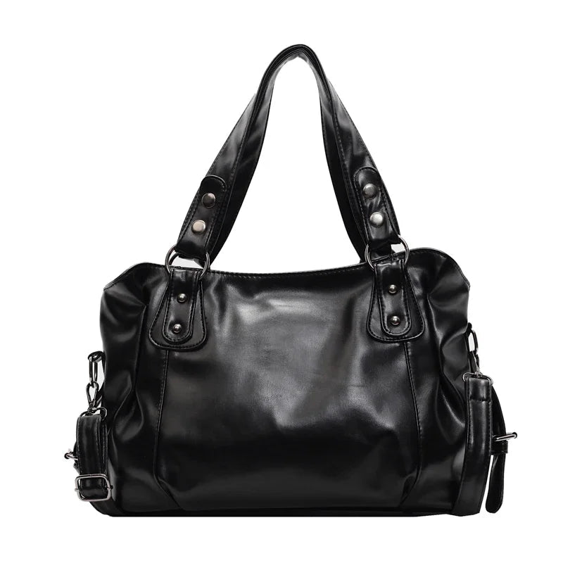 Retro Brand Roomy Shoulder Bag Female Luxury Solid Color Classic Crossbody Bag Large Capacity Style Soft PU Leather Tote Bag Good Vibrations