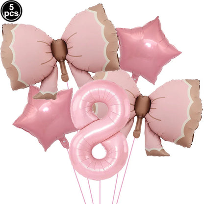 Pink Bow Birthday Party Supplies Disposable Bow Themed Tableware Set Engagement Wedding Girls Birthday Bachelorette Party Decor