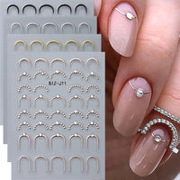 Silver Gold Lines Stripe Nail Sticker Decals Metal Strip Luxury Nails Slider 3D Self Adhesive Design Nail Art Stickers Paper Good Vibrations