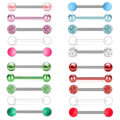 5PCS Acrylic Tongue Piercing Barbell Set Stainless Steel Glitter Tongue Rings Lot 14G Nipple Piercing Bar Bulk Piercing Langue Good Vibrations Adult Super Store