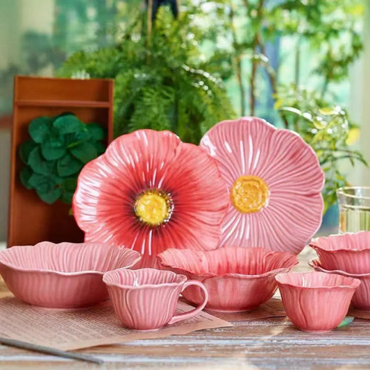 Pastry Dish American Style Ceramic Flower Plate Light Luxury Modern Dining Plates Household Decorative Bowl Party Serving Good Vibrations