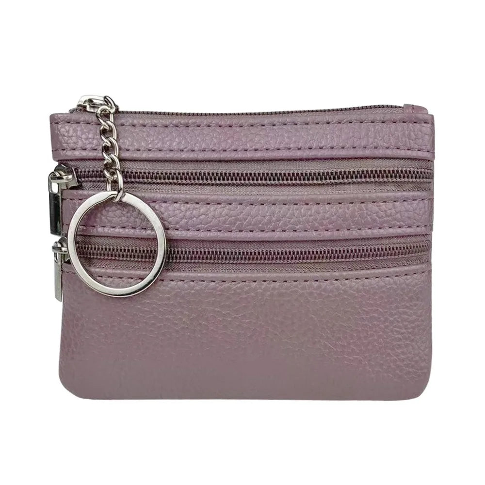 PU Leather Portable Money Coin Purse with Key Ring Waterproof Pocket Purse Zipper Wear-resistant Credit Card Holoder Man Women Good Vibrations