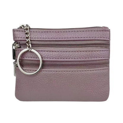 PU Leather Portable Money Coin Purse with Key Ring Waterproof Pocket Purse Zipper Wear-resistant Credit Card Holoder Man Women Good Vibrations