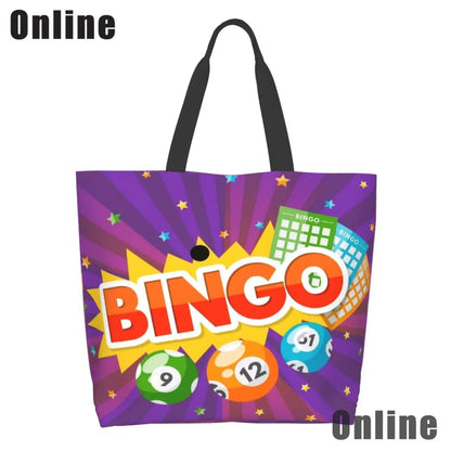I Love Bingo Game Funny Handbags Shoulder Bags Casual Shopping Girls Tote Bag for Women Folding Reusable Shopping Bags Good Vibrations