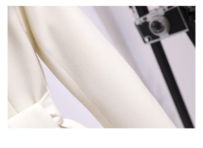 Blazer Women 2025 Spring New Fashion Women Clothing Suit Skirt Jacket Belt Waist Slim Suit Women Blazer Long Coat Black Blazers Good Vibrations