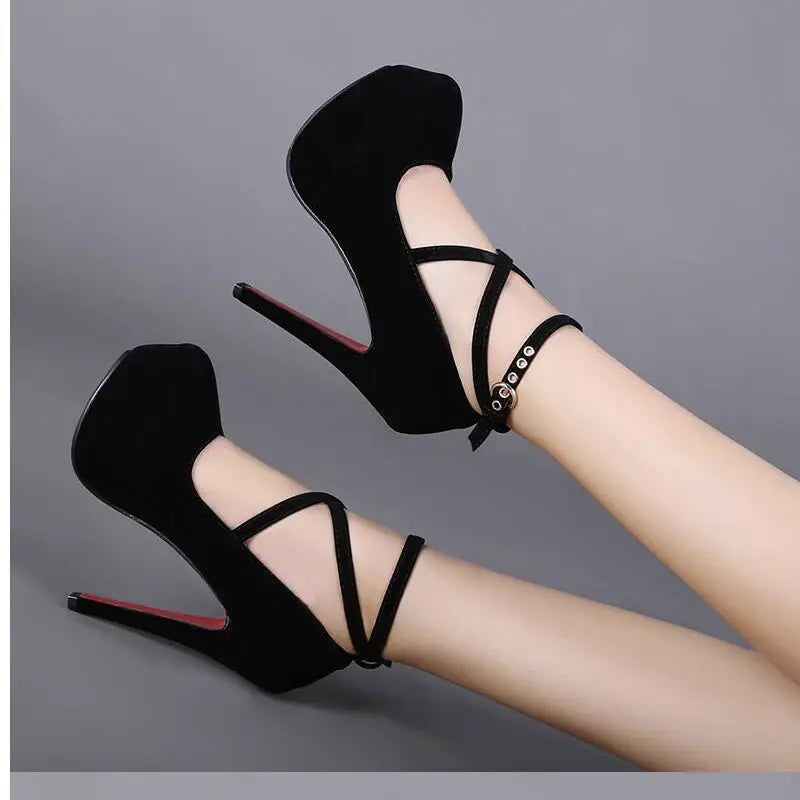 Sexy High Heels Ladies Stilettos Strappy Pumps Women's Sandals Summer Shoes Platform Heels Woman Ankle Strap Shoes Good Vibrations