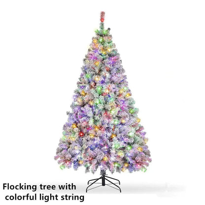 5 to 10ft Artificial Christmas Tree , Snow Flocked Full Prelighted Xmas Tree with 2084 Branch Tips, 900 Incandescent Lights Good Vibrations