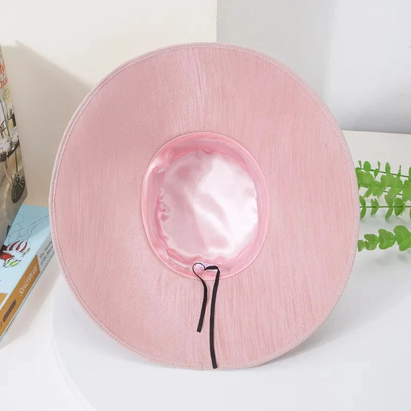 Elegant Wide Brim Black Hats For Women Big Bow Formal Occasion Kentucky Cap Lady Wedding Cocktail Party Flat Top Fedoras 2025 Good Vibrations