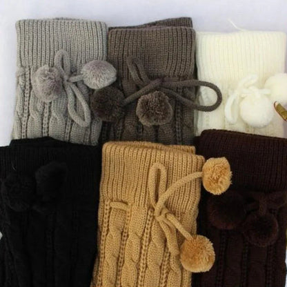 2018 New Fashion Casual Women Warm Winter Knitted Leg Warmers Knitted Socks Crochet Long Boots Socks with Hairball Good Vibrations