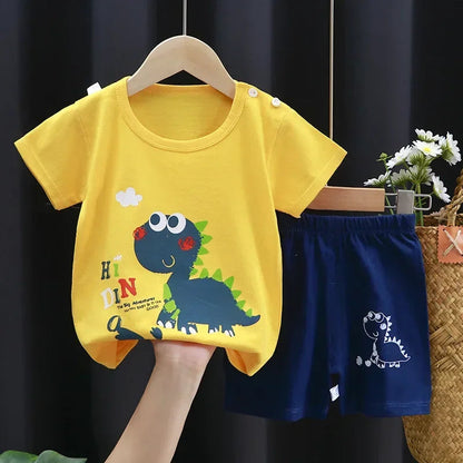 2PCS Children's Sets mother Kids Clothes Boys Girl T-shirt Shorts Summer Cotton Short sleeve Baby Children Clothing Toddler Suit Good Vibrations