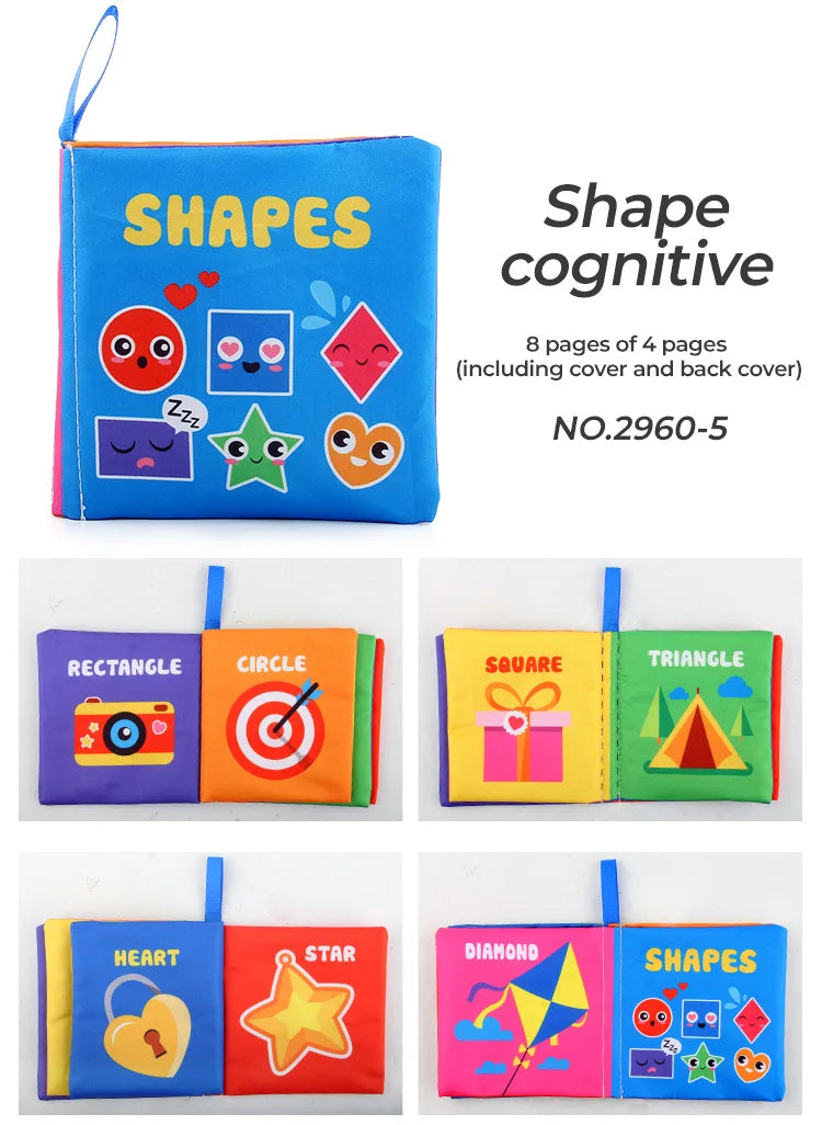 4 Pages Enlightenment Early Learning Books Children Black and White Cloth Book for Kids Montessori Educational Toys Good Vibrations