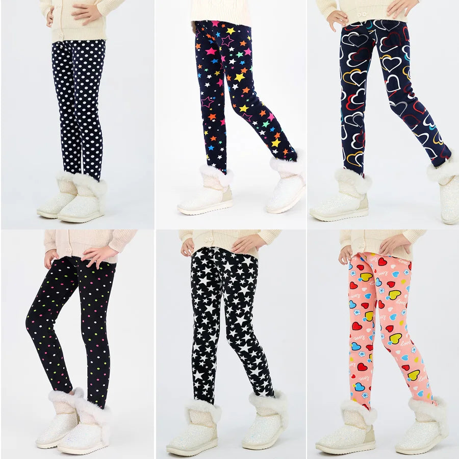 SheeCute Girls Winter Warm Pants Kids Fleece Lined Leggings for 3-11 Years SCW8101 Good Vibrations