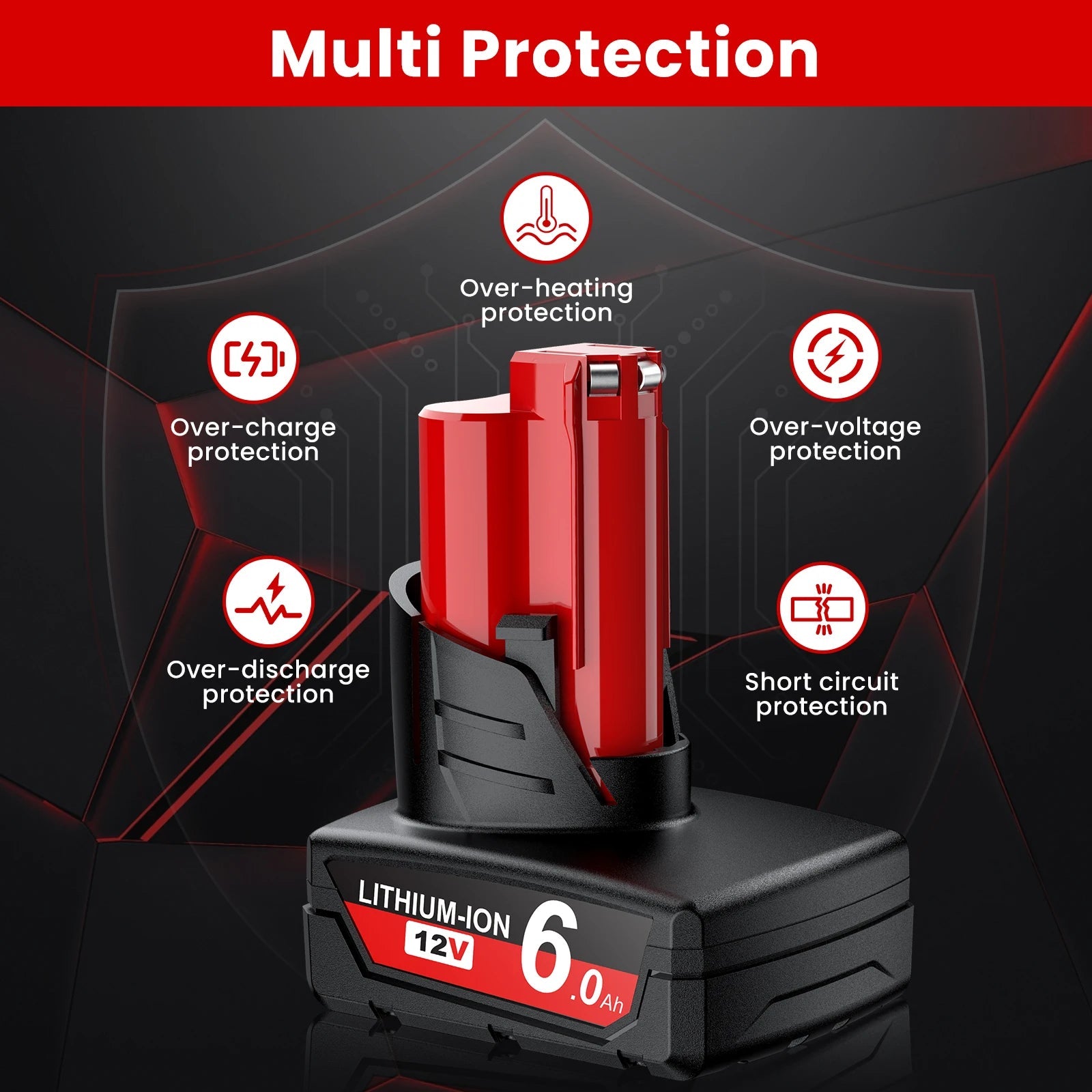 For Milwaukee 12V Tool Battery For Milwaukee M12 6000mAh Lithium Battery Impact Wrench Drill Power Tools Battery Good Vibrations