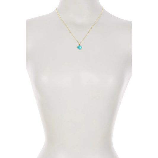Natural Turquoise Gemstone Round Pendant Necklace Jewelry Good Vibrations