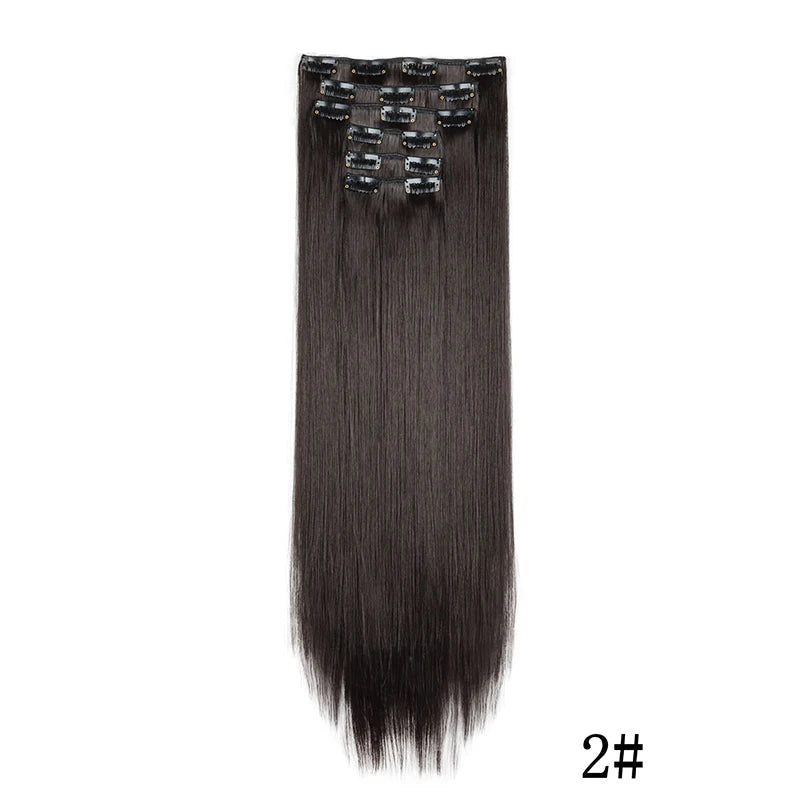Synthetic Clips in Hair Extensions Long Straight Hairstyle Blonde Black Hairpieces Heat Resistant False Hair Daily Use Good Vibrations