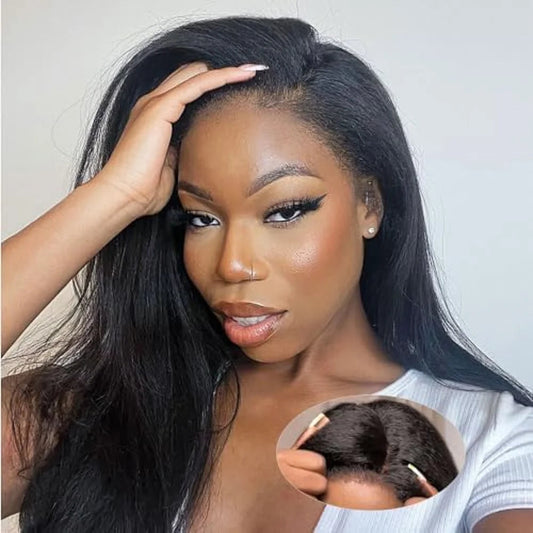 Glueless Wigs Human Hair For Women Kinky Straight Human Hair Wigs Pre Plucked Easy To Wear And Go 4x4 Lace Front Wig Nautural Good Vibrations