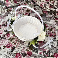 Elegant country-style wedding flower girl basket, decorated with green leaves and bows, suitable for ceremonies and photography Good Vibrations