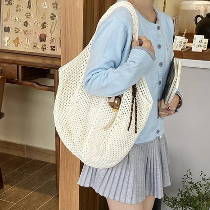 Women's Shoulder Bags Casual Straw Wicker Woven Ladies Handmade Totes Large Capacity Summer Beach Female's Messenger Bag Good Vibrations