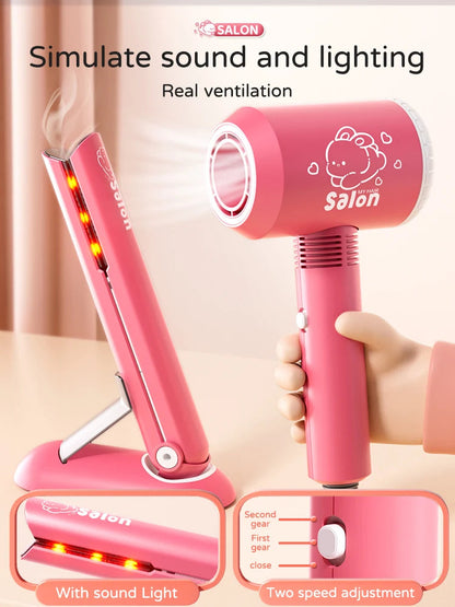Kids Make Up Toys Simulation Haircut Kit Children's Hair dryer Role Playing Game Educational Toys For Girls Pretend Play Gifts Good Vibrations