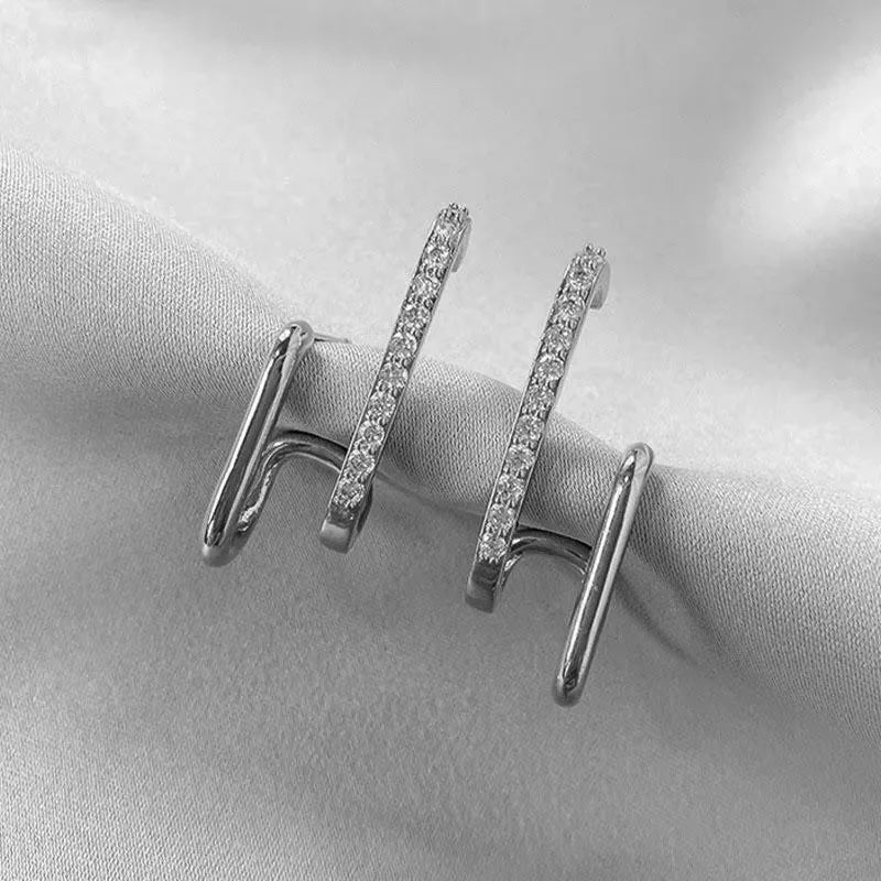 925 Silver Needle Korean Fashion Zircon Geometric Earrings For Women Jewelry 2026 Trending Luxury Crystal Cross Stud Earrings Good Vibrations