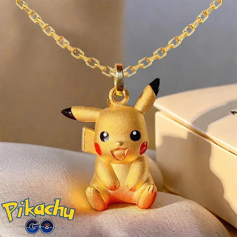 Pikachu Necklace Golden Anime Chain Fashion Cute Men Women Pendant Decoration Aesthetic Kawaii Boys Girls Kids Cute Jewelry Gift Good Vibrations