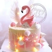 Pink Flamingo Cake Toppers Girls Flamingo Themed Birthday Pary Cake Decoration Hawaiian Summer Wedding Party Decoration Supplies Good Vibrations