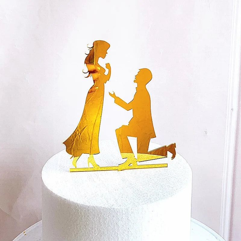 Mrs & Mrs Wedding Party Cake Topper Gold Black Ring Acrylic Wedding Cake Toppers Dessert Decoration Bride Groom Baking Supplies Good Vibrations