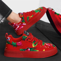 Fashion Men Casual Shoes Outdoor Men Running Sneakers Comfortable Floral Cloth Platform Walking Shoes Lightweight Tennis Shoes Good Vibrations